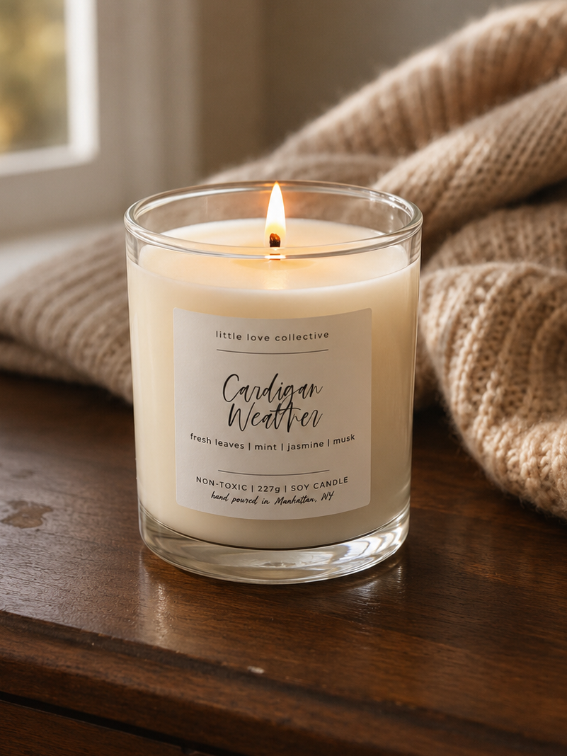 Cardigan Weather candle - mint, apple, fresh leaves, jasmine, moss