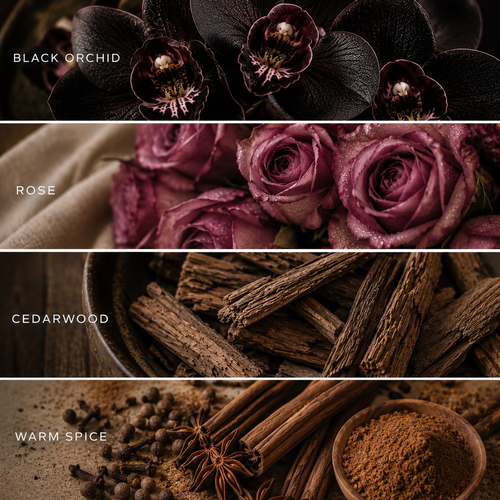 Dried Petals candle - dried orchid, rose, cedarwood, spice