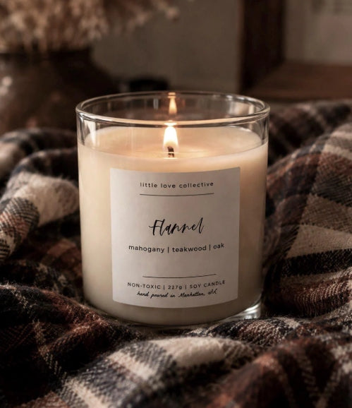Flannel candle - mahogany, teakwood, lavender, oak