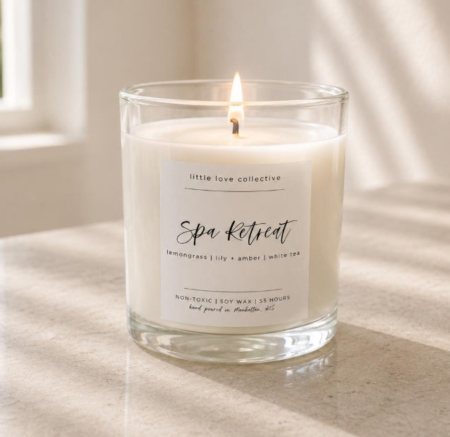 Spa Retreat candle - lemongrass, white tea, lily, eucalypus